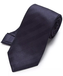 Navy Blue Tonal Striped Silk Tie