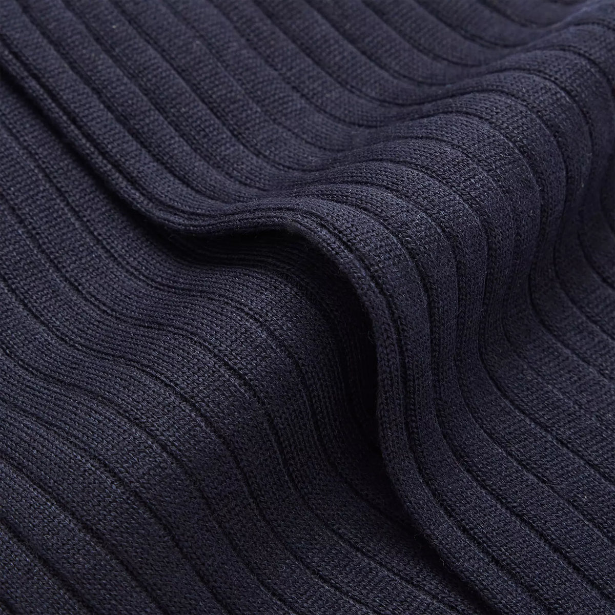 Navy Blue Mid Length Ribbed Merino Wool Socks