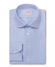 Pale Blue Slim Fit Twill Herringbone Formal Shirt